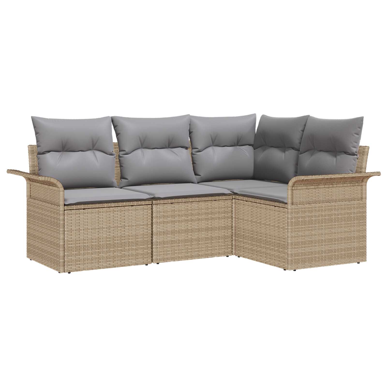 vidaXL Conjunto de Sofá de Jardim com almofada 4 pcs Bege vime PE