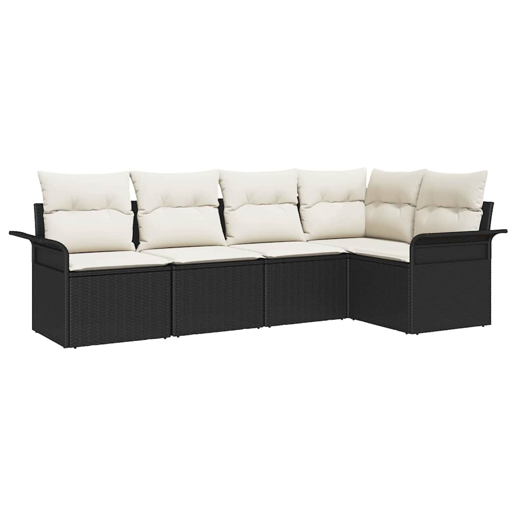 vidaXL Conjunto de Sofá de Jardim com almofada 5 pcs Preto vime PE