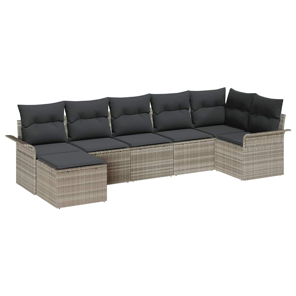 vidaXL Conjunto de Sofá de Jardim com almofada 7 pcs Cinzento-claro