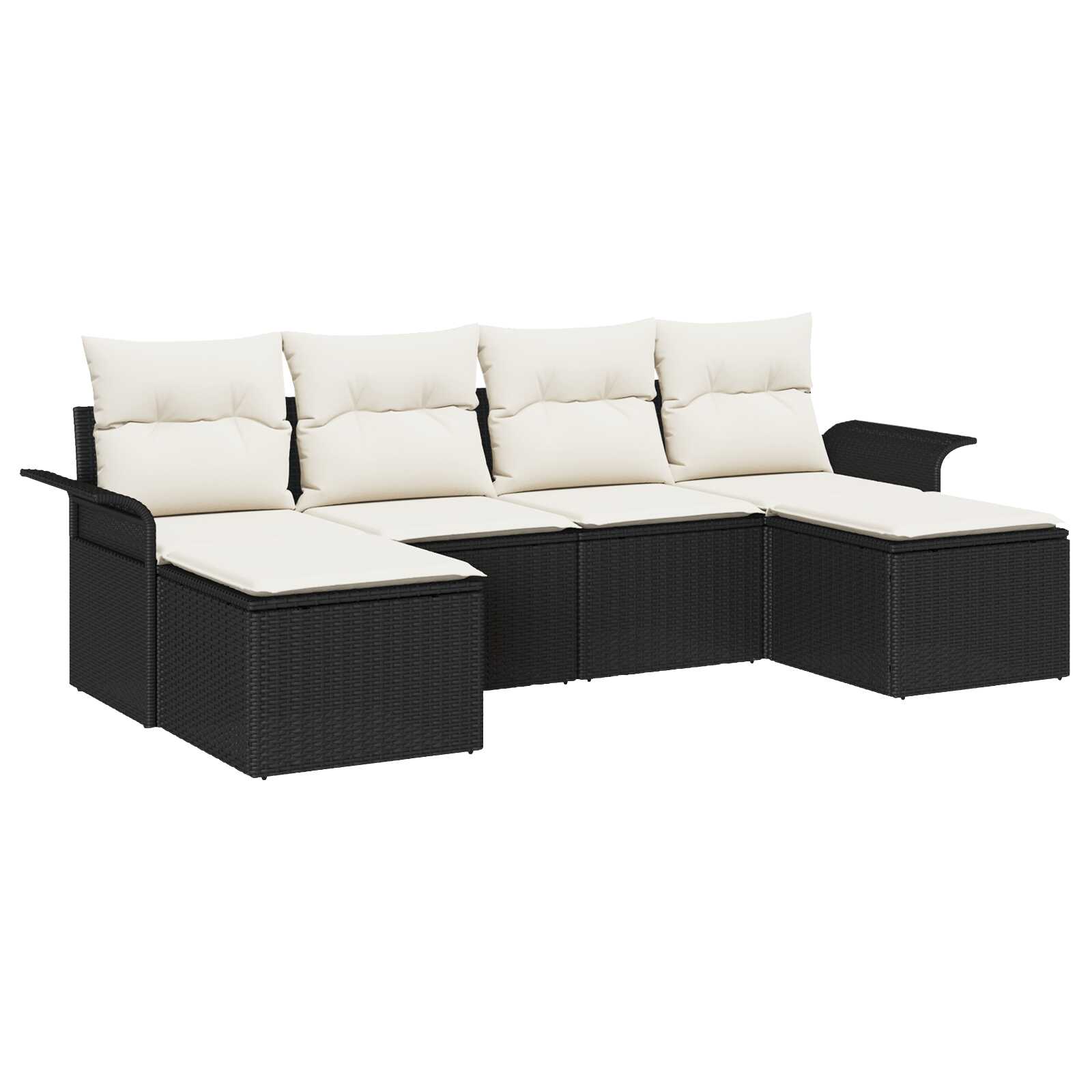vidaXL Conjunto de Sofá de Jardim com almofada 6 pcs Preto vime PE