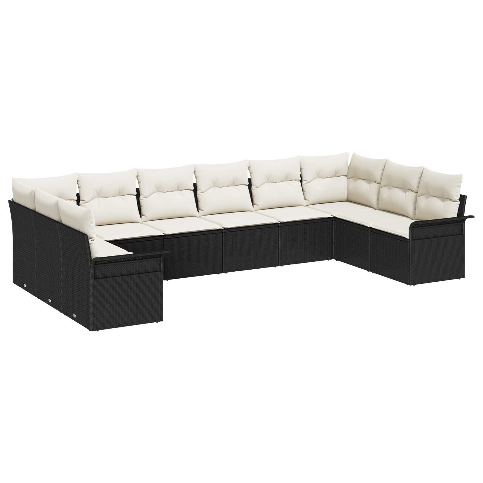 vidaXL Conjunto de Sofá de Jardim com almofada 10 pcs Preto vime PE