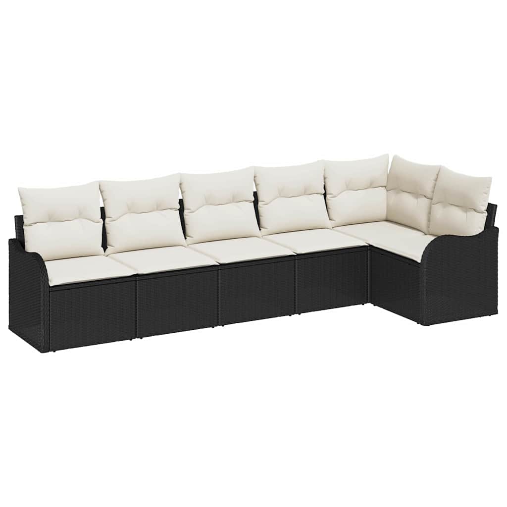 vidaXL Conjunto de Sofá de Jardim Preto vime PE