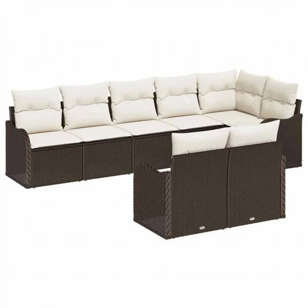 vidaXL Conjunto de Sofá de Jardim Castanho Vime Pe - 2018896245