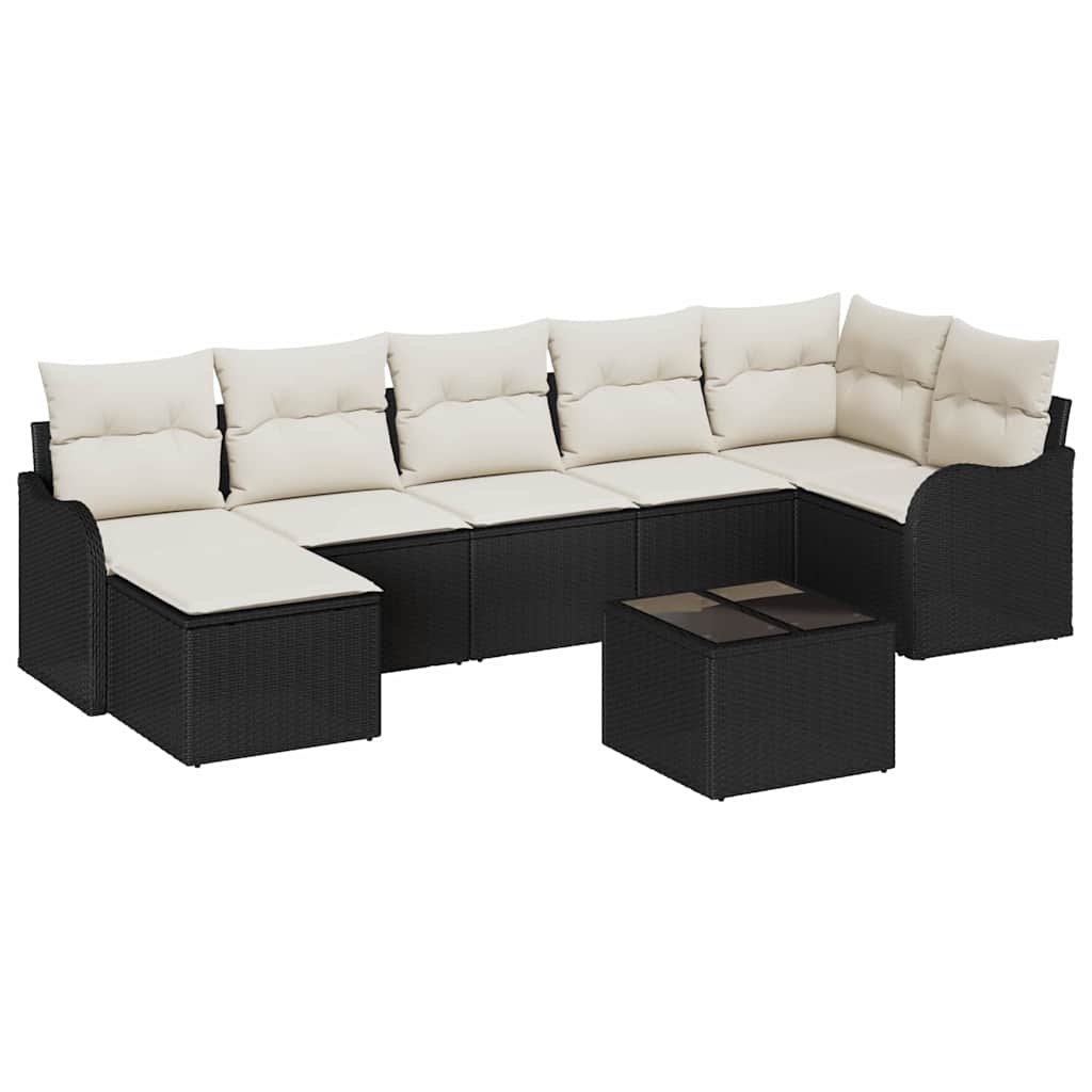 vidaXL Conjunto de Sofá de Jardim Preto vime PE