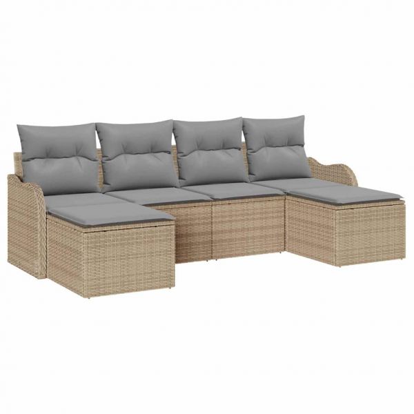 vidaXL Conjunto de Sofá de Jardim 6 Peças Bege Rattan Sintético - 10867263