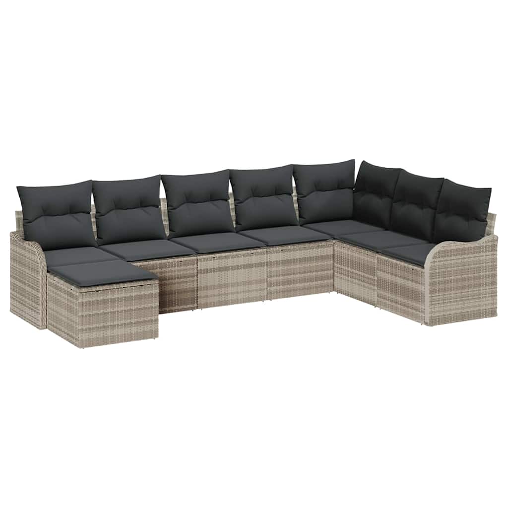 vidaXL Conjunto de Sofá de Jardim com almofada 8 pcs Cinzento-claro