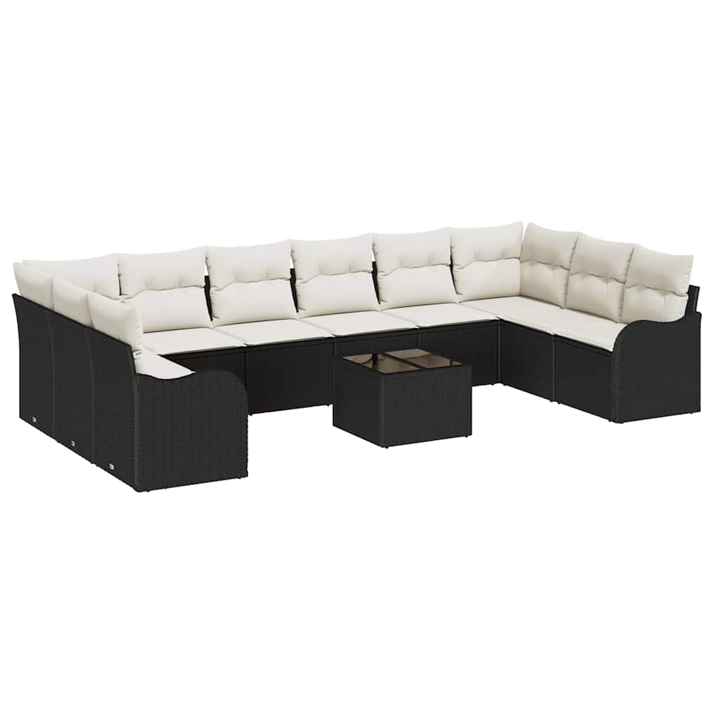 vidaXL Conjunto de Sofá de Jardim Preto 55 x 55 x 37 cm vime PE