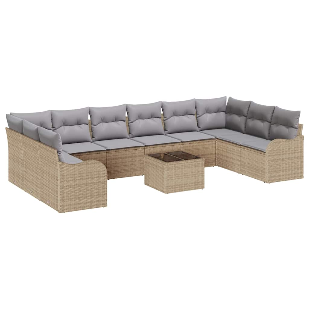 vidaXL Conjunto de Sofá de Jardim Bege 55 x 55 x 37 cm vime PE