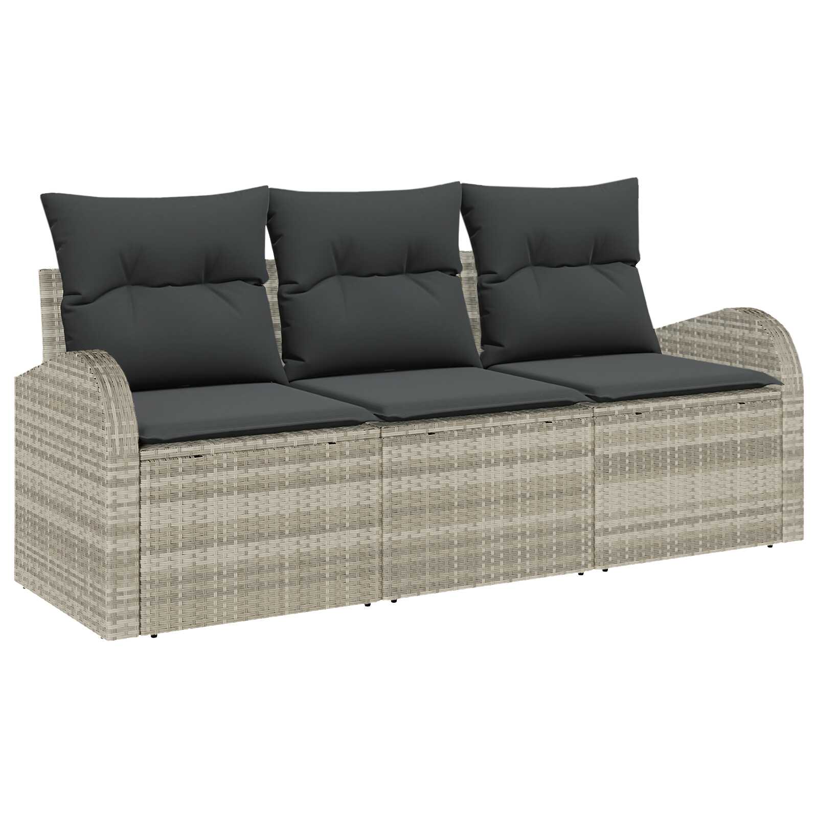 vidaXL Conjunto de Sofá de Jardim com almofada 3 pcs Cinzento-claro