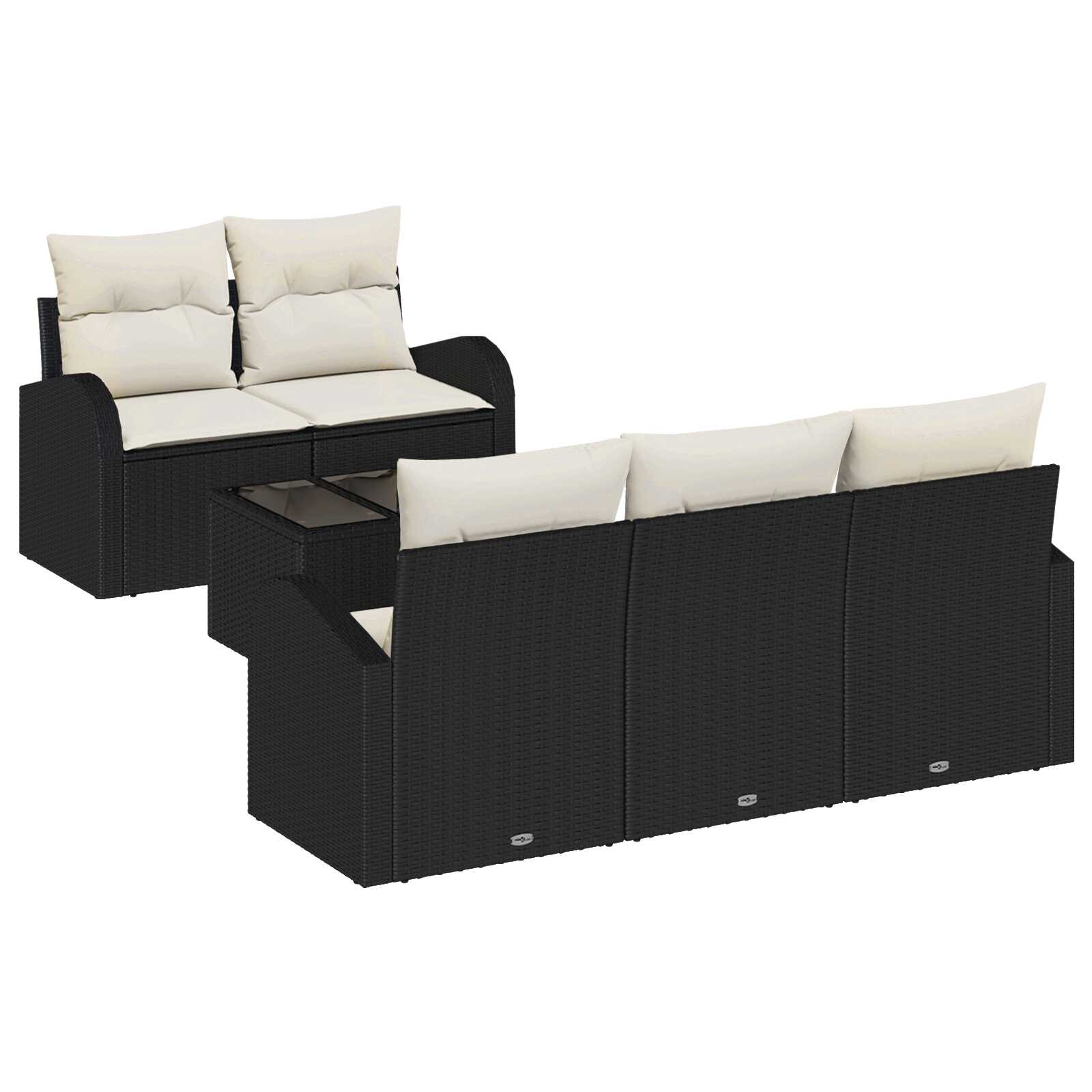 vidaXL Conjunto de Sofá de Jardim Preto 55 x 55 x 37 cm vime PE