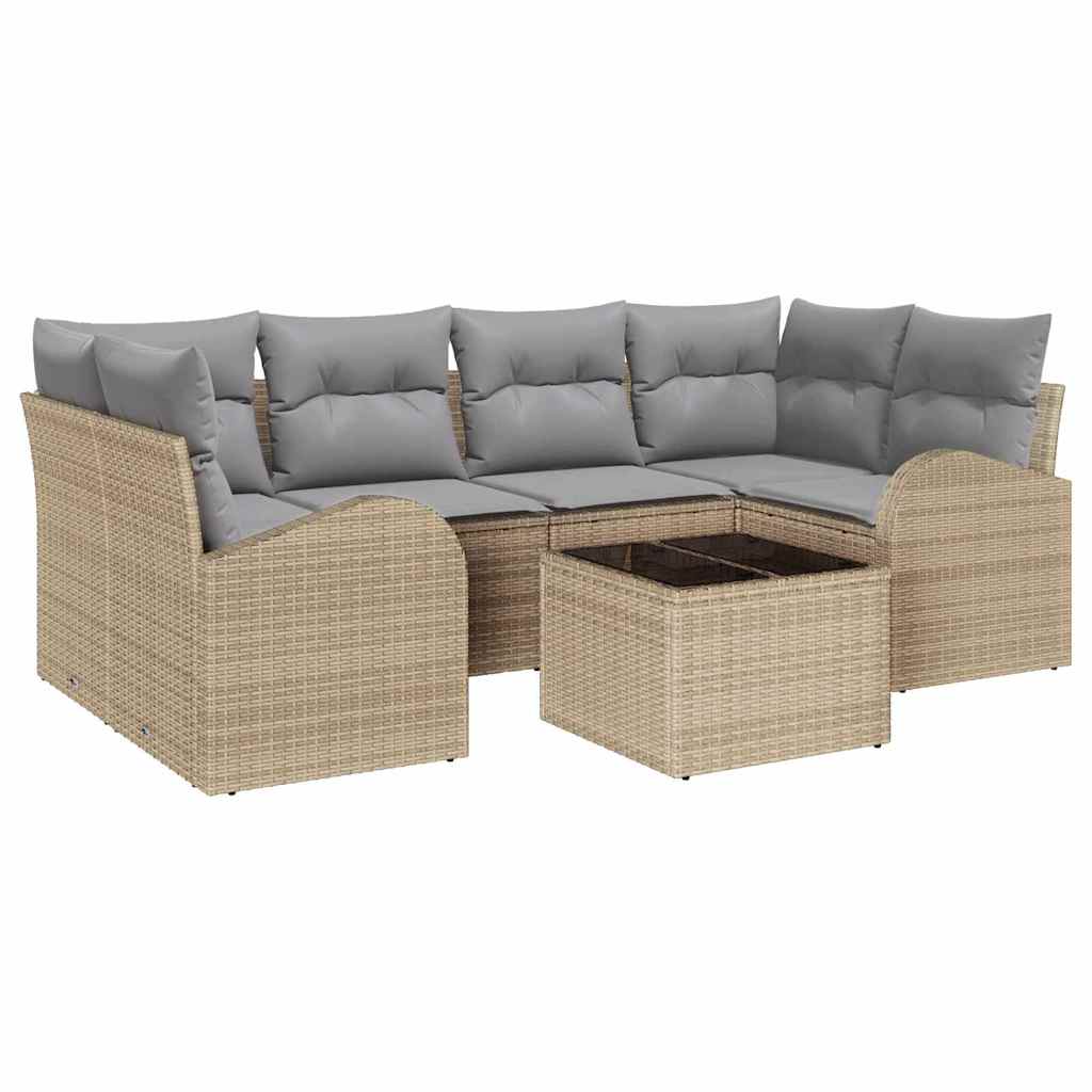 vidaXL Conjunto de Sofá de Jardim Bege 55 x 55 x 37 cm vime PE
