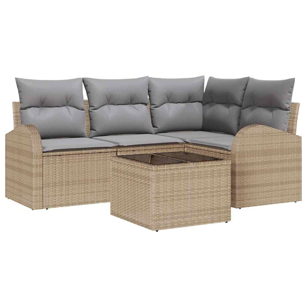 vidaXL Conjunto de Sofá de Jardim Bege vime PE