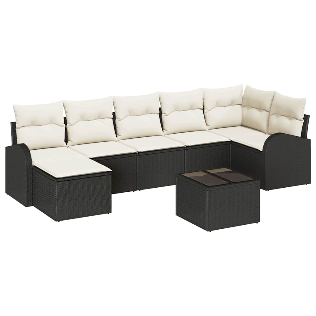 vidaXL Conjunto de Sofá de Jardim 8 pcs Preto Rattan Sintético