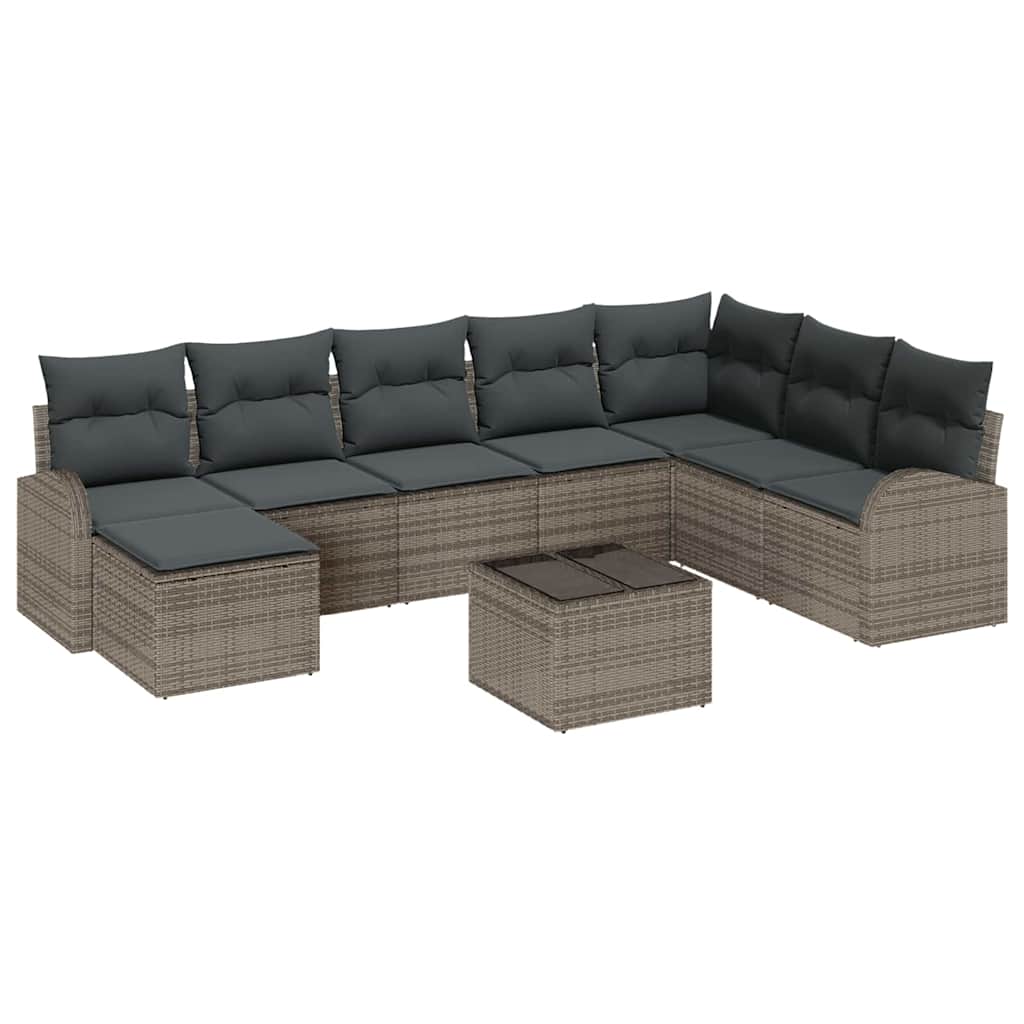 vidaXL Conjunto de Sofá de Jardim 9 pcs Cinzeto Rattan Sintético