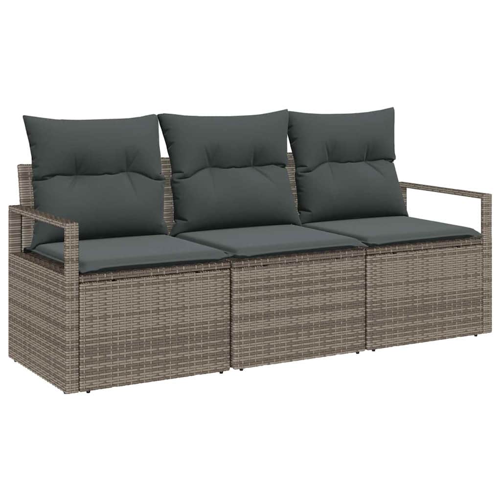 vidaXL Conjunto de Sofás 3 pcs Cinzeto vime PE