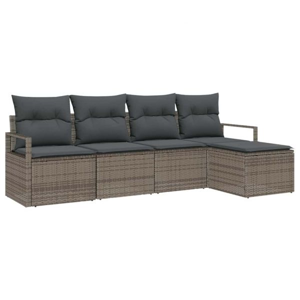 vidaXL Conjunto de Sofás 5 Peças Cinzeto Vime Pe - 1437550614