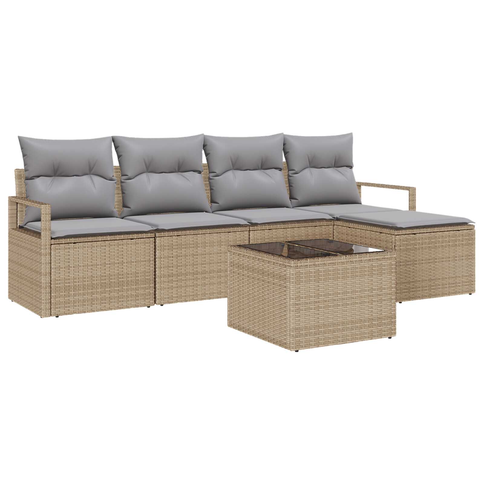 vidaXL Conjunto de Sofás com almofada 6 pcs Bege vime PE