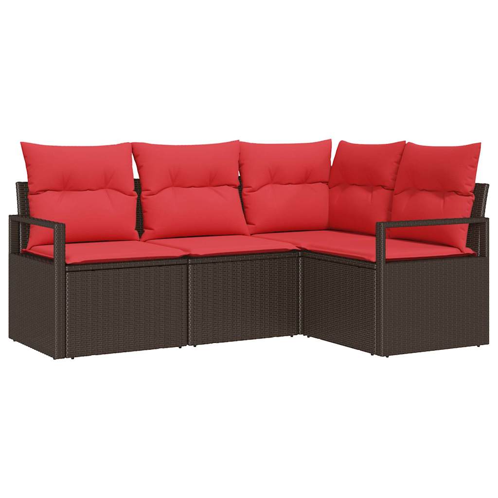 vidaXL Conjunto de Sofás 4 pcs Castanho vime PE