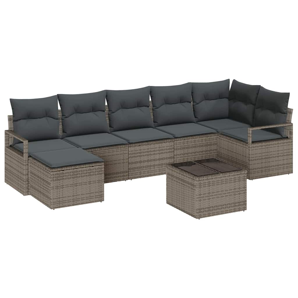 vidaXL Conjunto de Sofás com almofada 8 pcs Cinzeto vime PE