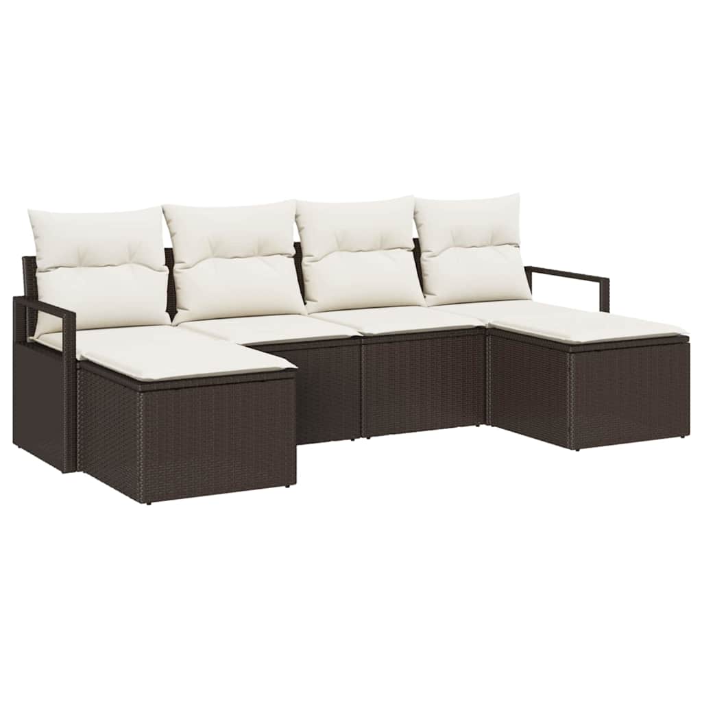 vidaXL Conjunto de Sofás 6 pcs Castanho vime PE