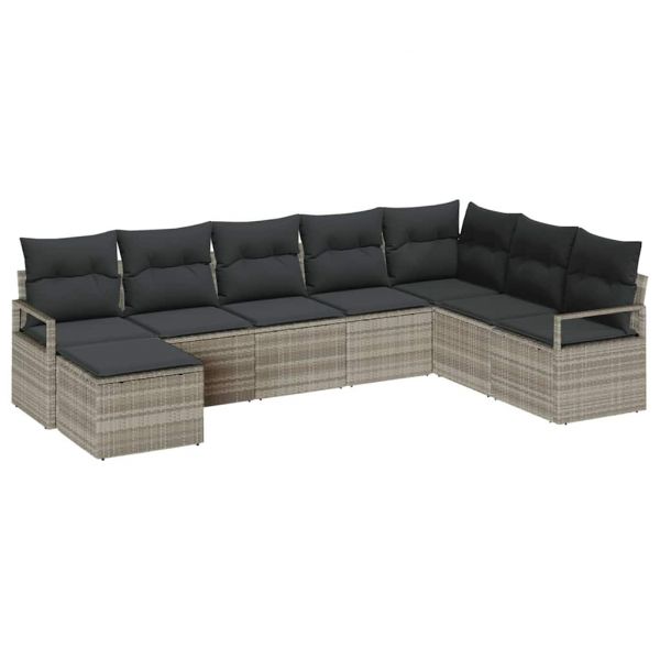 vidaXL Conjunto de Sofás com Almofada 8 Peças Cinzento-claro Vime Pe - 3990732527