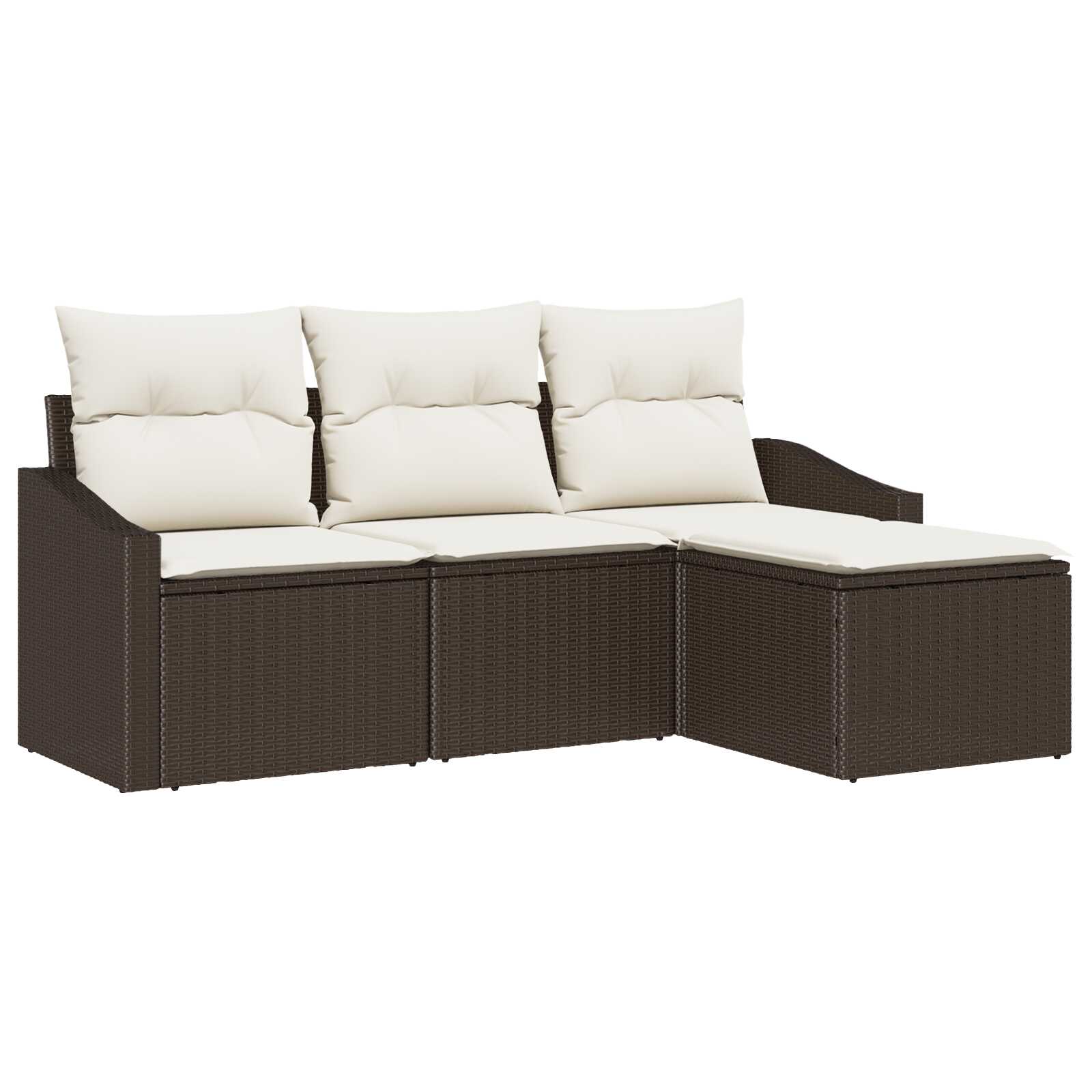 vidaXL Conjunto de Sofás com almofada 4 pcs Castanho vime PE