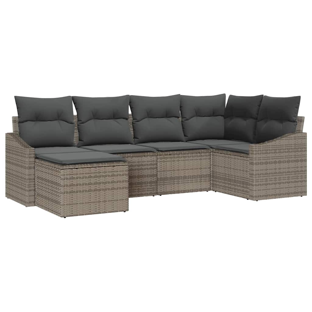 vidaXL Conjunto de Sofás com almofada 6 pcs Cinzeto vime PE