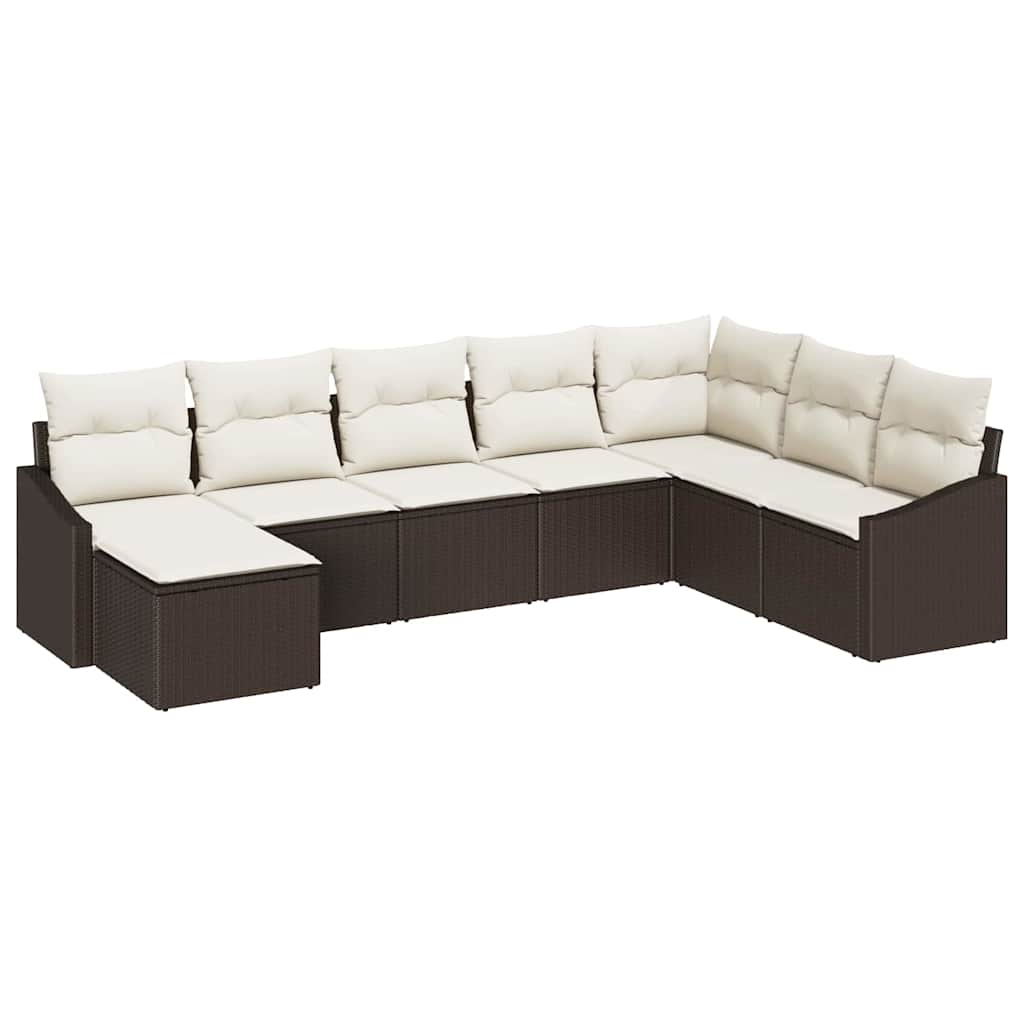 vidaXL Conjunto de Sofás com almofada 8 pcs Castanho vime PE