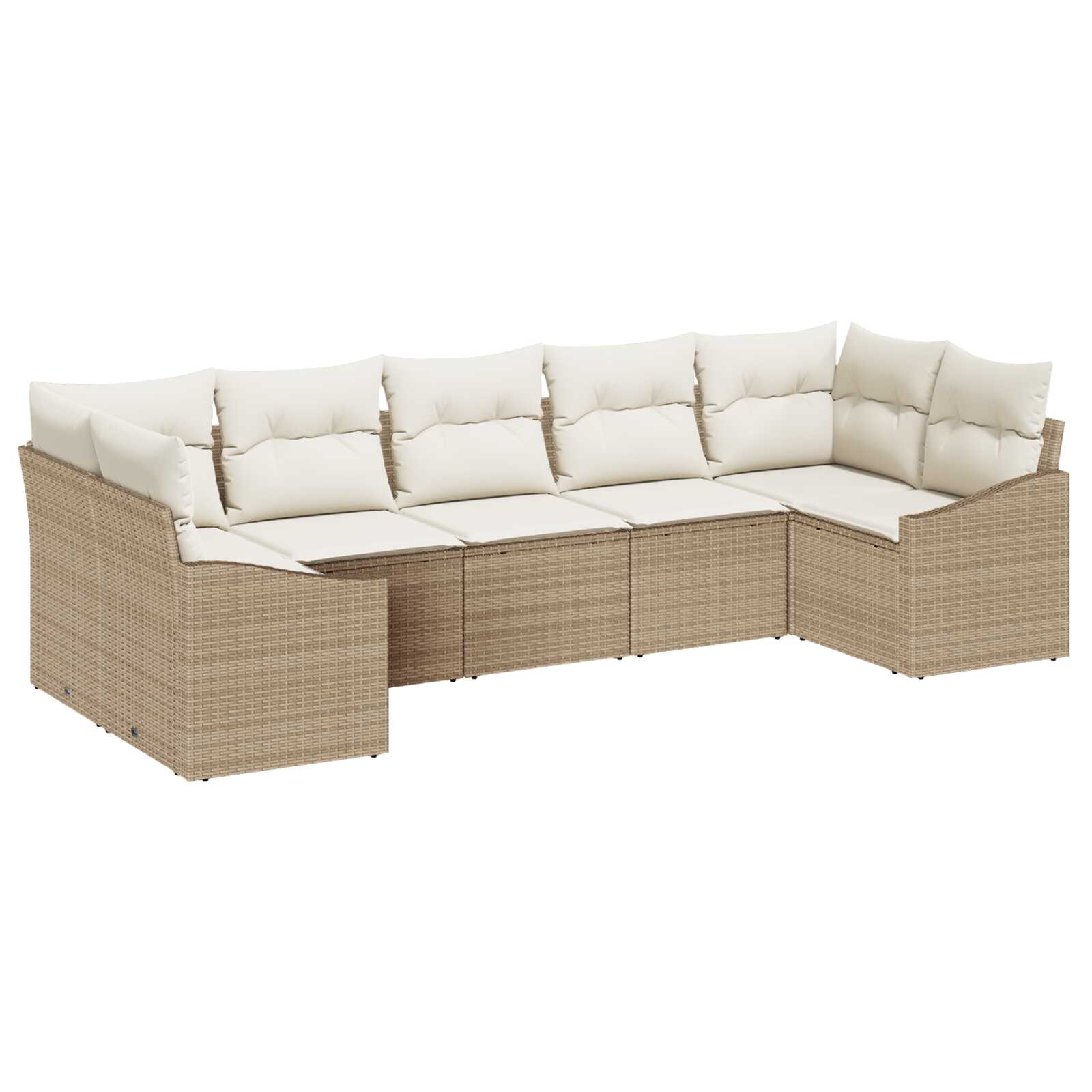 vidaXL Conjunto de Sofás com almofada 7 pcs Bege vime PE