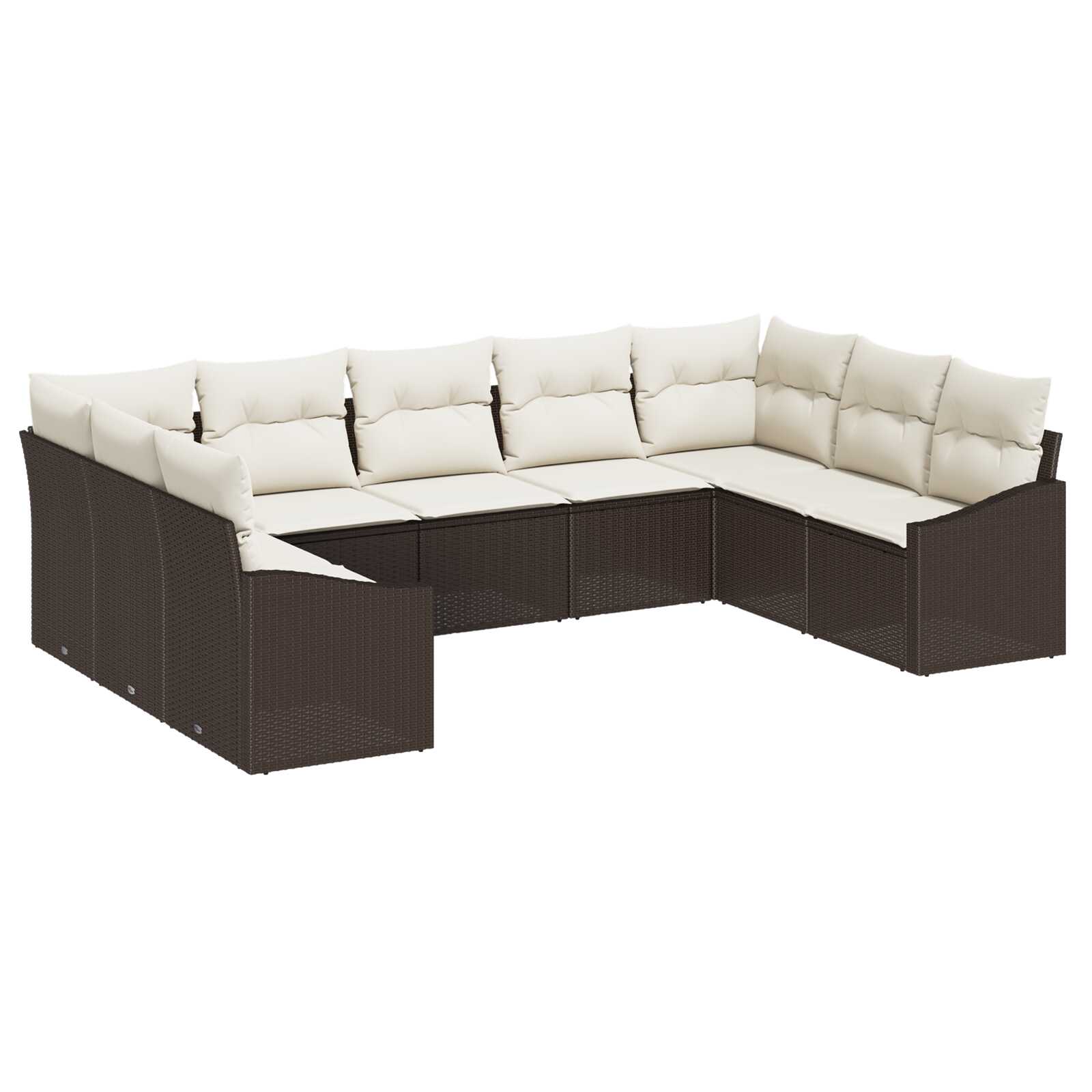 vidaXL Conjunto de Sofás com almofada 9 pcs Castanho vime PE