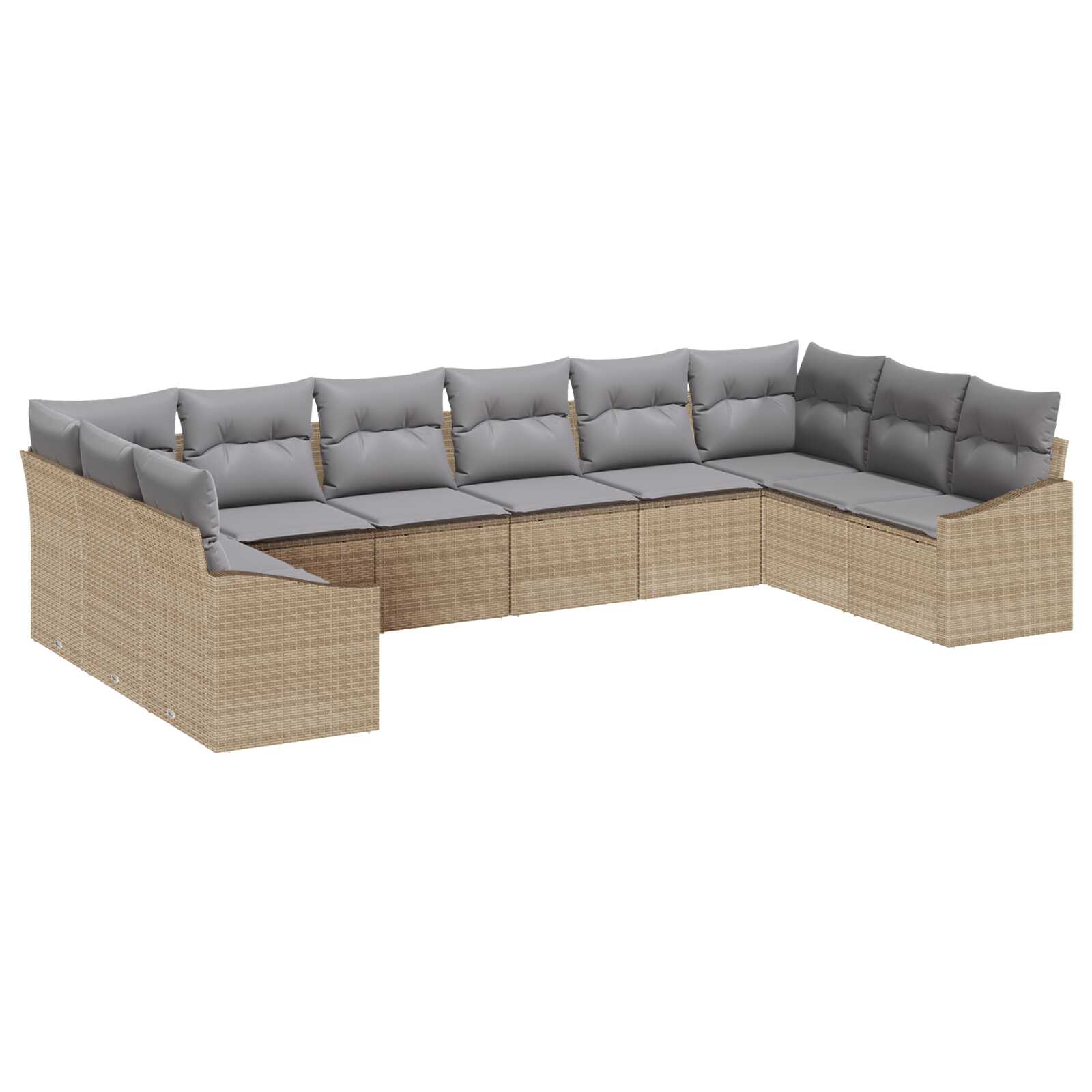 vidaXL Conjunto de Sofás com almofada 10 pcs Bege vime PE