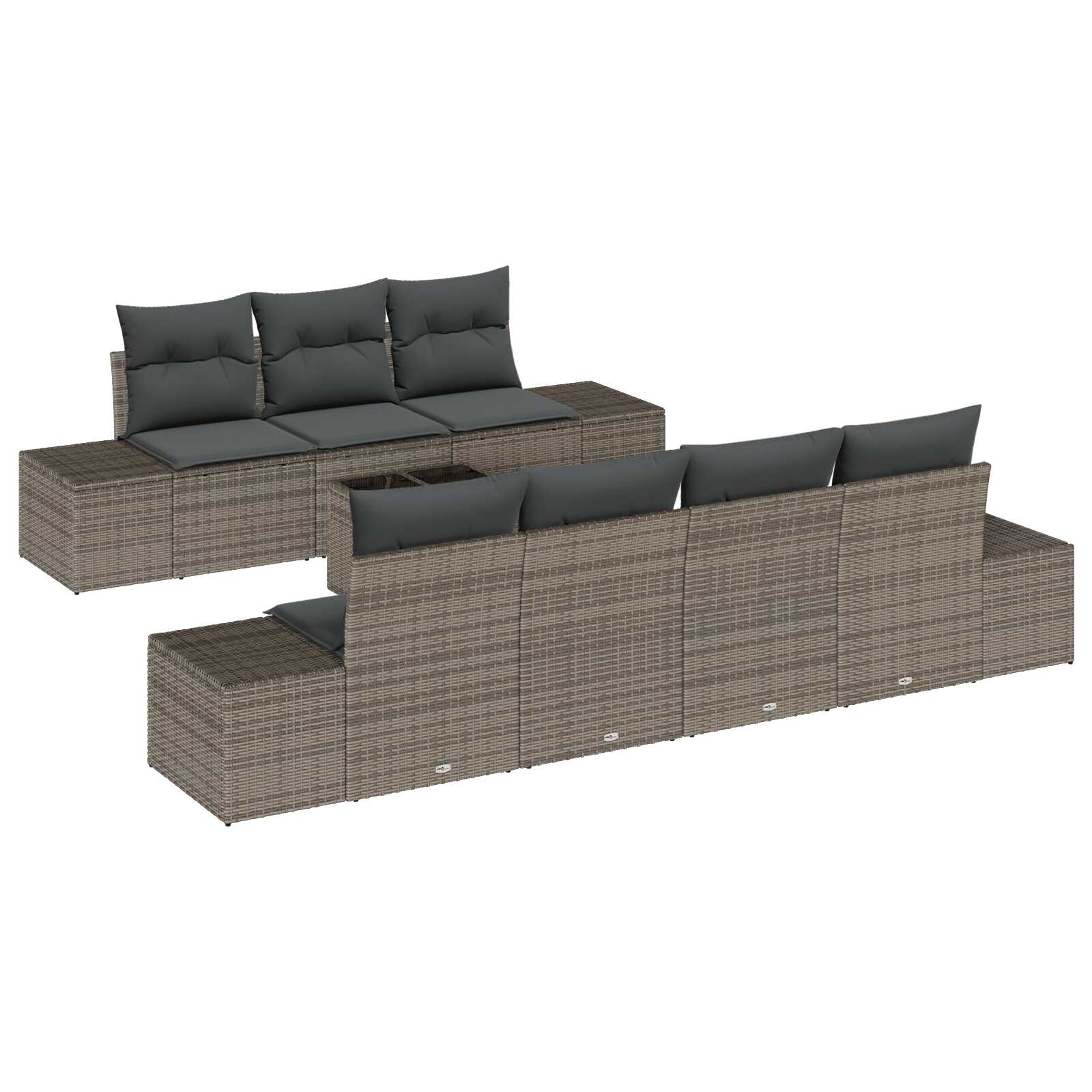 vidaXL Conjunto de Sofá de Jardim com almofada 8 pcs Cinzeto vime PE