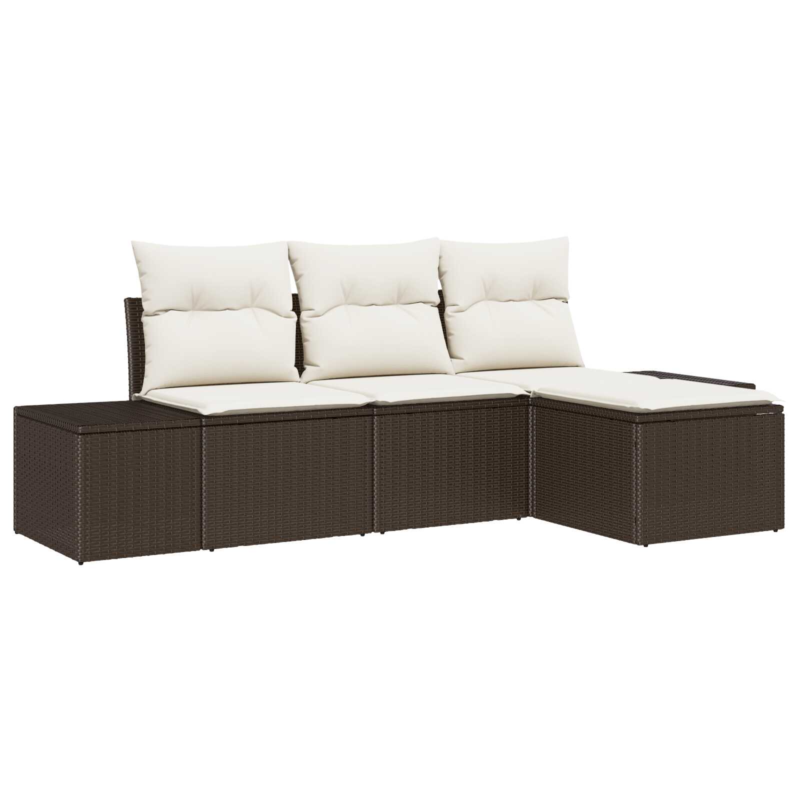 vidaXL Conjunto de Sofá de Jardim com almofada 4 pcs Castanho vime PE