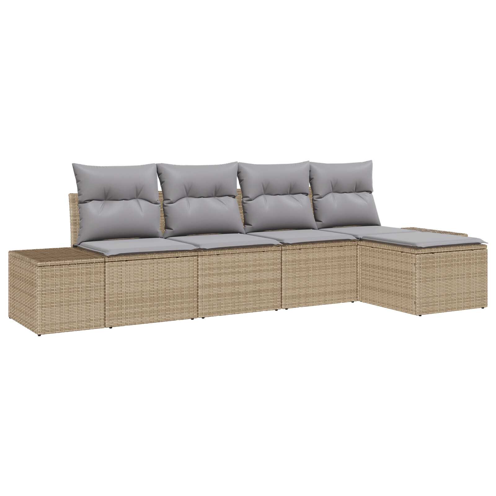 vidaXL Conjunto de Sofá de Jardim com almofada 5 pcs Bege vime PE