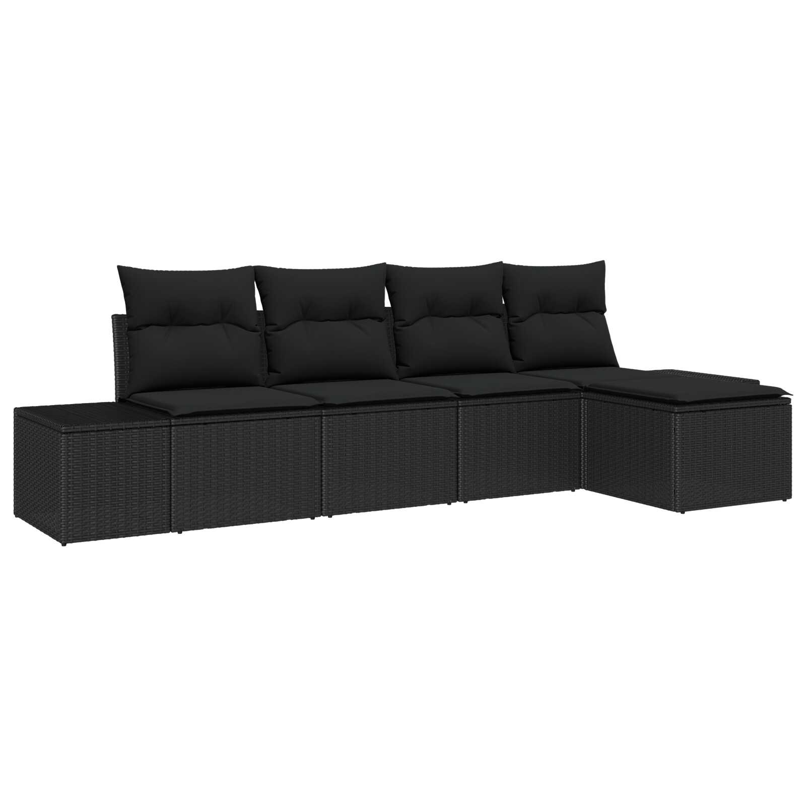 vidaXL Conjunto de Sofá de Jardim com almofada 5 pcs Preto vime PE