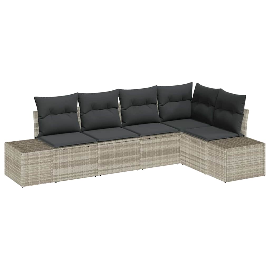 vidaXL Conjunto de Sofá de Jardim 5 pcs Cinzento-claro vime PE