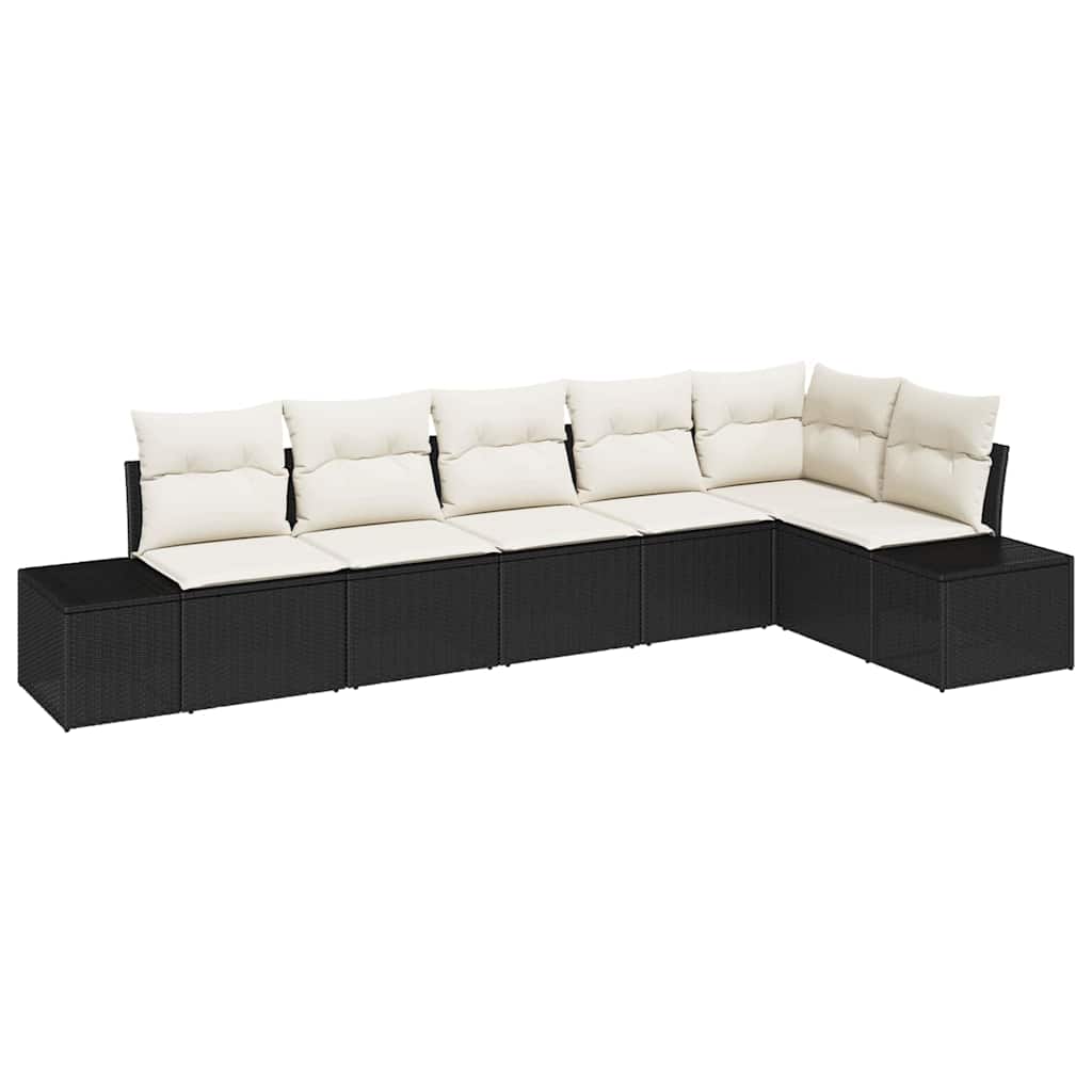vidaXL Conjunto de Sofá de Jardim 6 pcs Preto e Creme vime PE