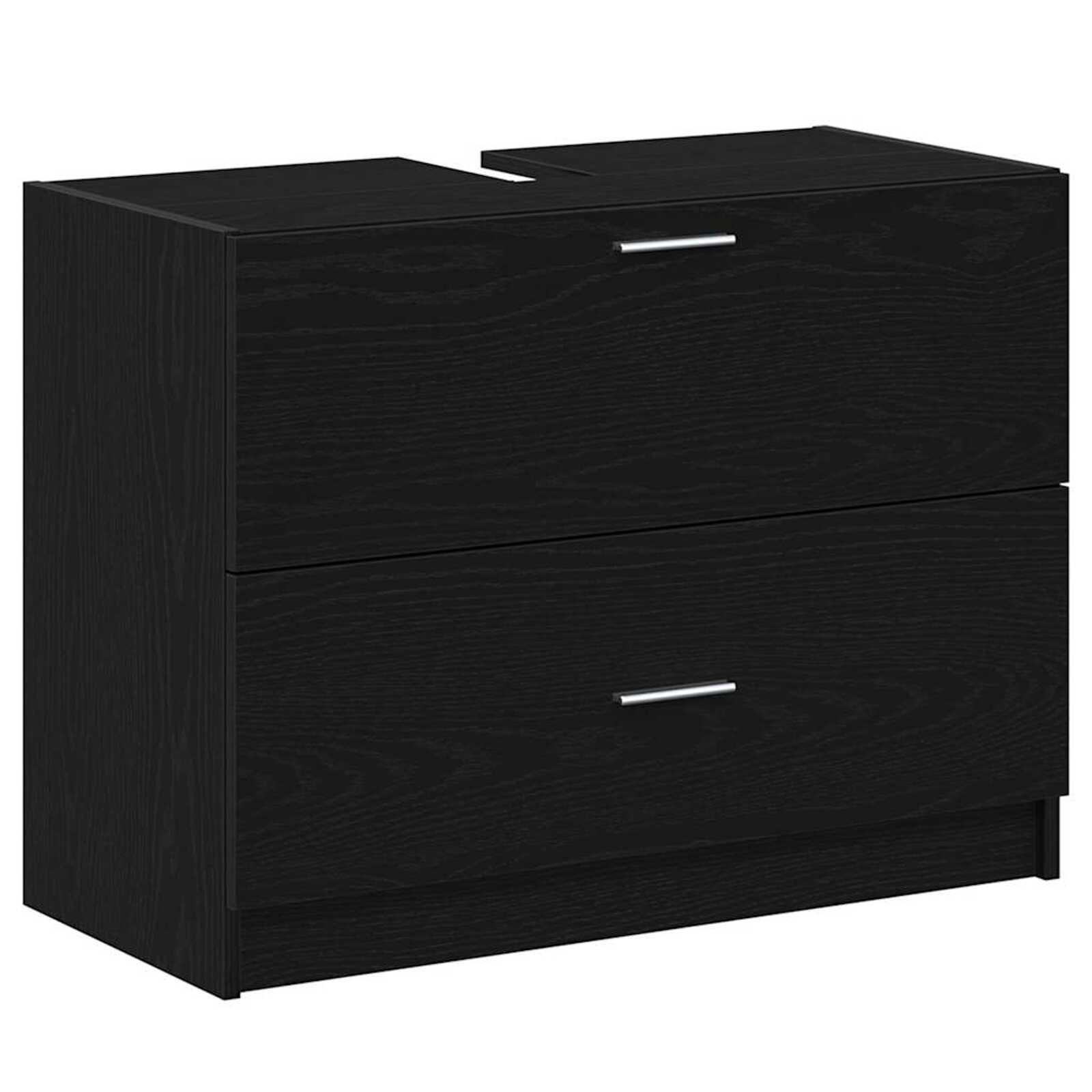 vidaXL Armário de Banheiro com gaveta Carvalho Preto 78 x 37 x 59 cm