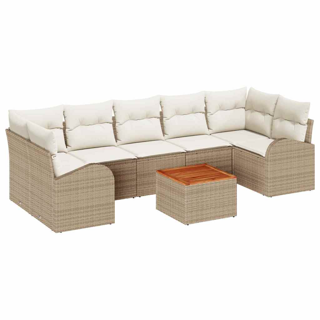 vidaXL Conjunto de Sofá de Jardim com almofada 8 pcs Bege vime PE