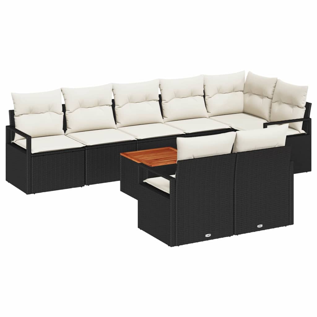 vidaXL Conjunto de Sofá de Jardim com almofada 9 pcs Preto vime PE