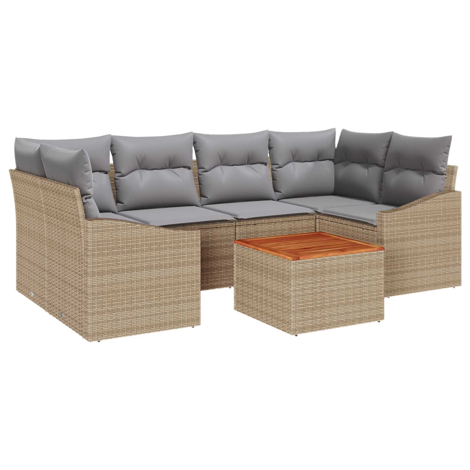 vidaXL Conjunto de Sofá de Jardim com almofada 7 pcs Bege vime PE