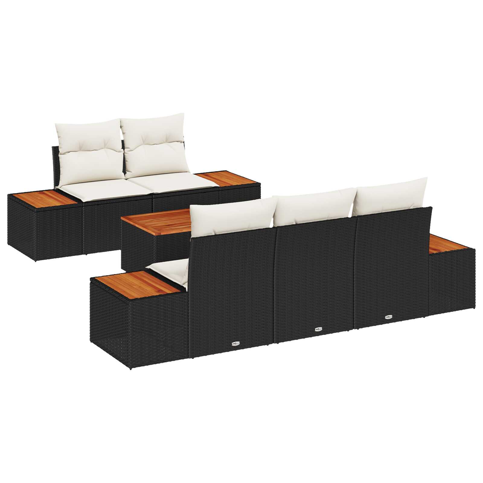 vidaXL Conjunto de Sofá de Jardim 6 pcs Preto Rattan Sintético