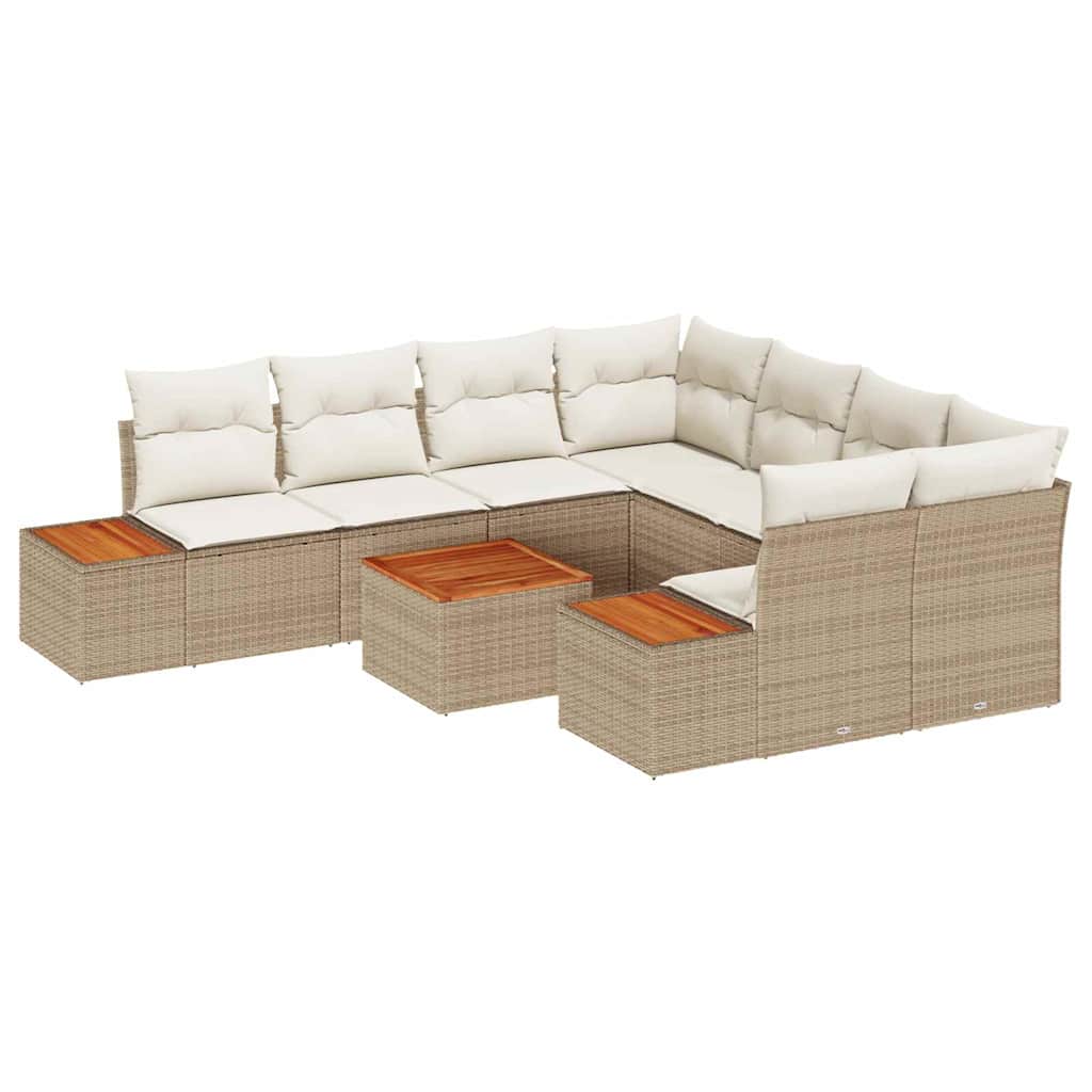 vidaXL Conjunto de Sofá de Jardim 9 pcs Bege Rattan Sintético