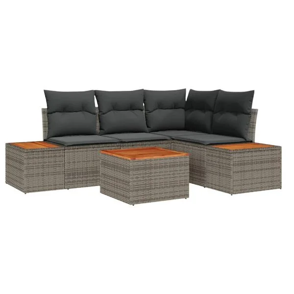 vidaXL Conjunto de Sofá de Jardim 5 Peças Cinzeto Rattan Sintético - 756998163