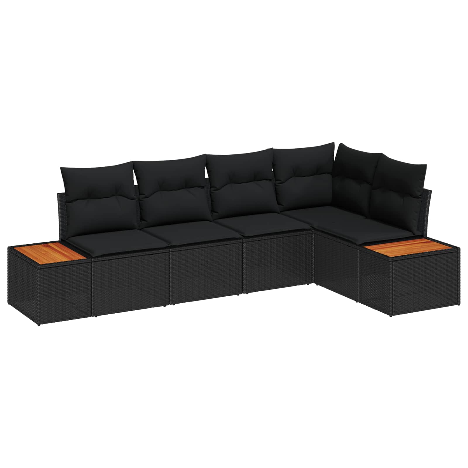 vidaXL Conjunto de Sofá de Jardim 5 pcs Preto Rattan Sintético