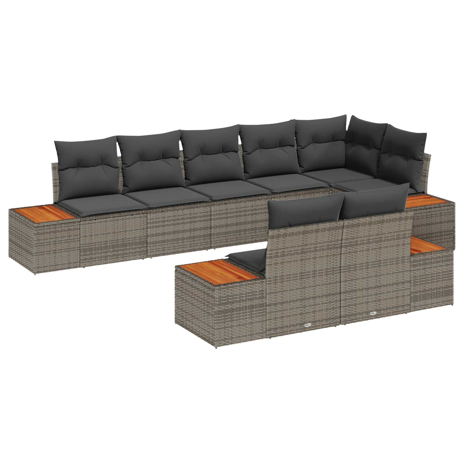 vidaXL Conjunto de Sofá de Jardim 8 pcs Cinzeto Rattan Sintético