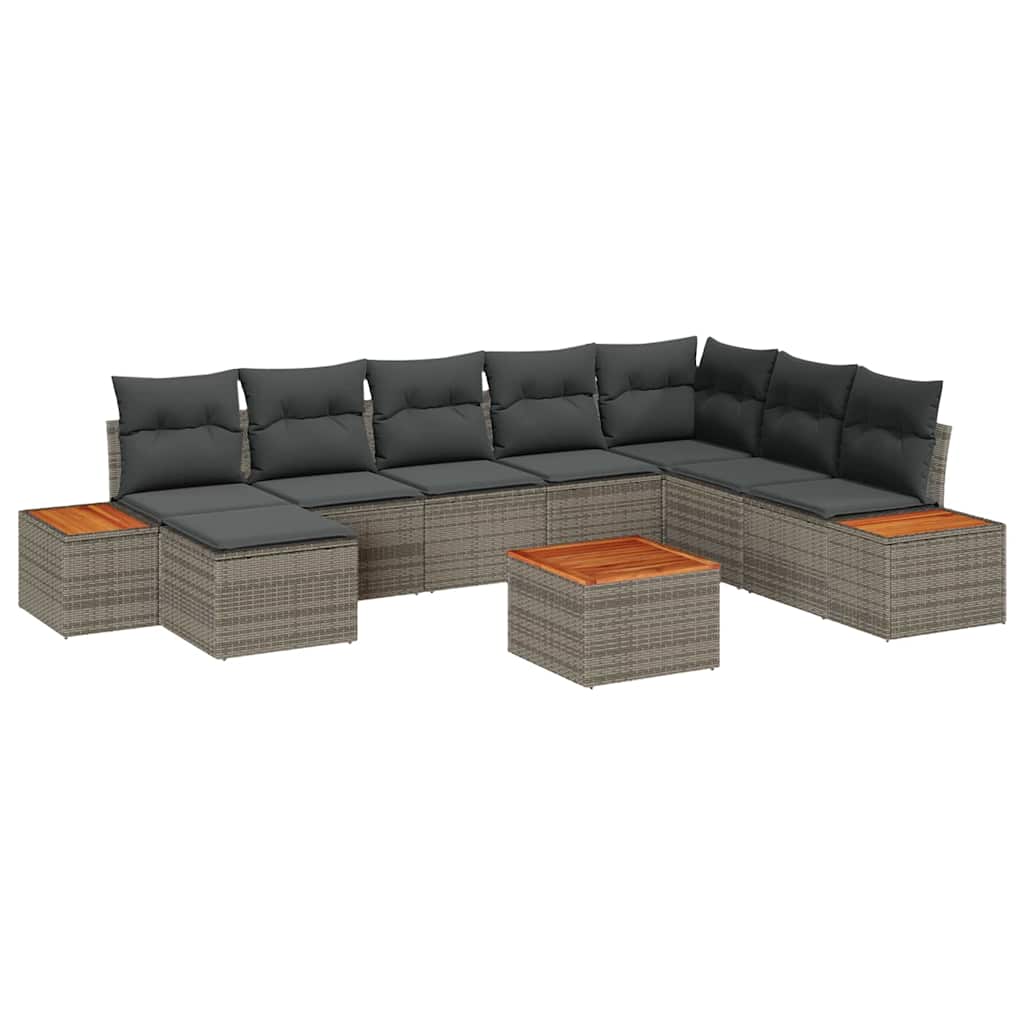 vidaXL Conjunto de Sofá de Jardim 9 pcs Cinzeto Rattan Sintético