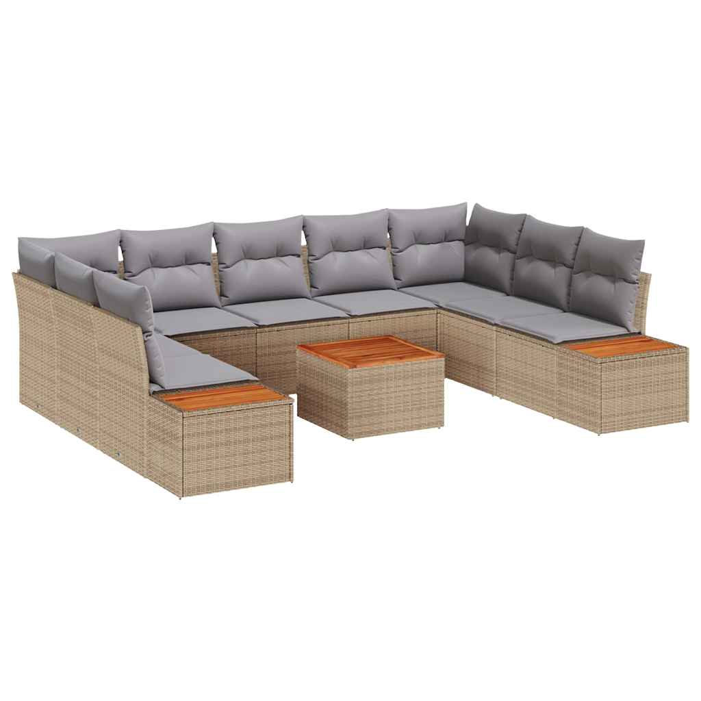 vidaXL Conjunto de Sofá de Jardim 10 pcs Bege Rattan Sintético
