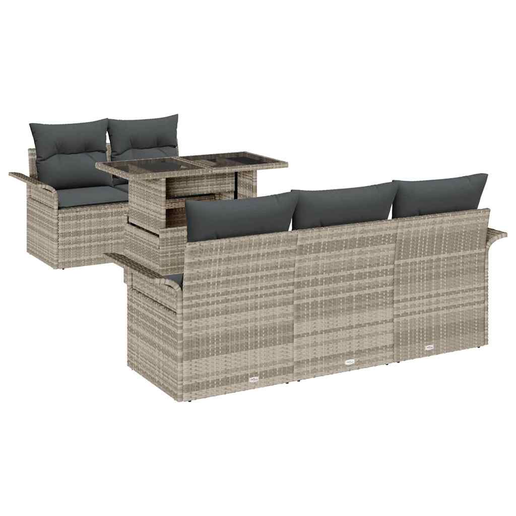 vidaXL Conjunto de Sofá de Jardim 6 pcs Cinzento-claro vime PE