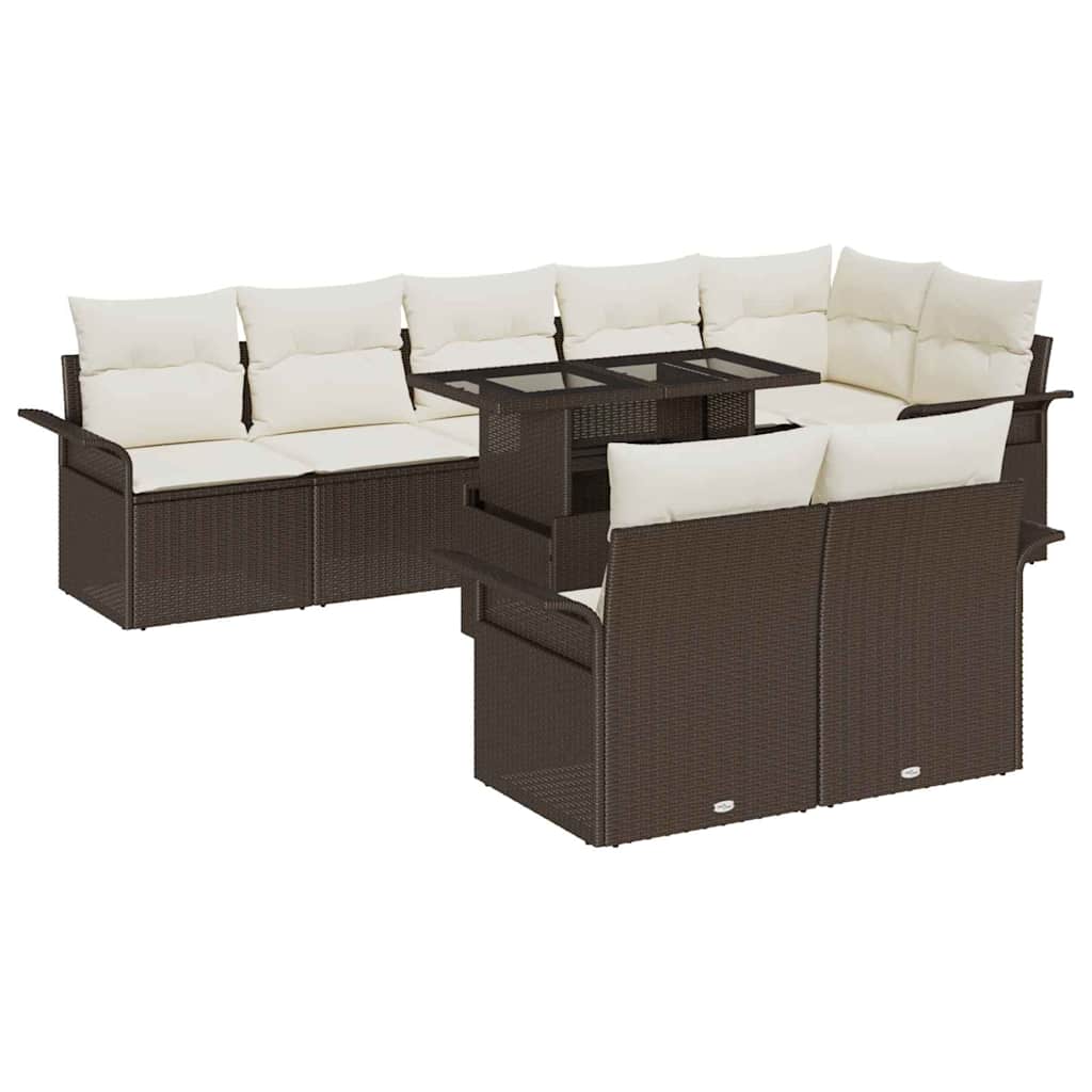 vidaXL Conjunto de Sofá de Jardim 9 pcs Castanho Rattan Sintético